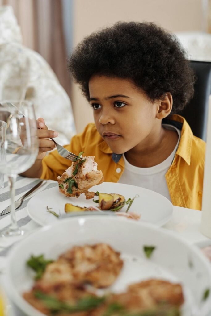 Child trying sensory-friendly meals for autism.